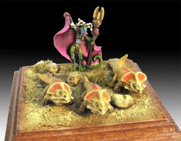 Lizardman Priestess with Protoceratops Familiars