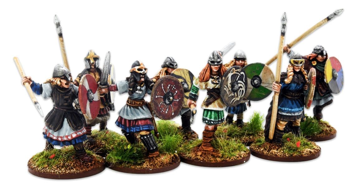 6 Shieldmaidens by Medbury Miniatures With Round Bases. SAGA. 