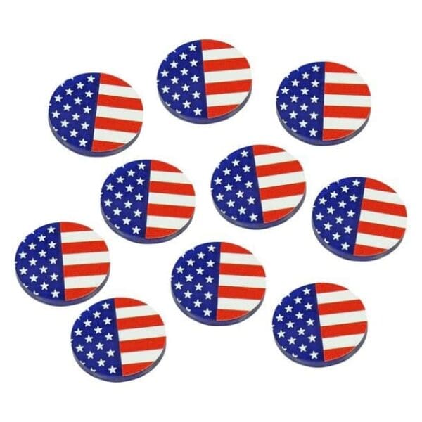 WWII Large Faction Tokens, USA Stars & Stripes